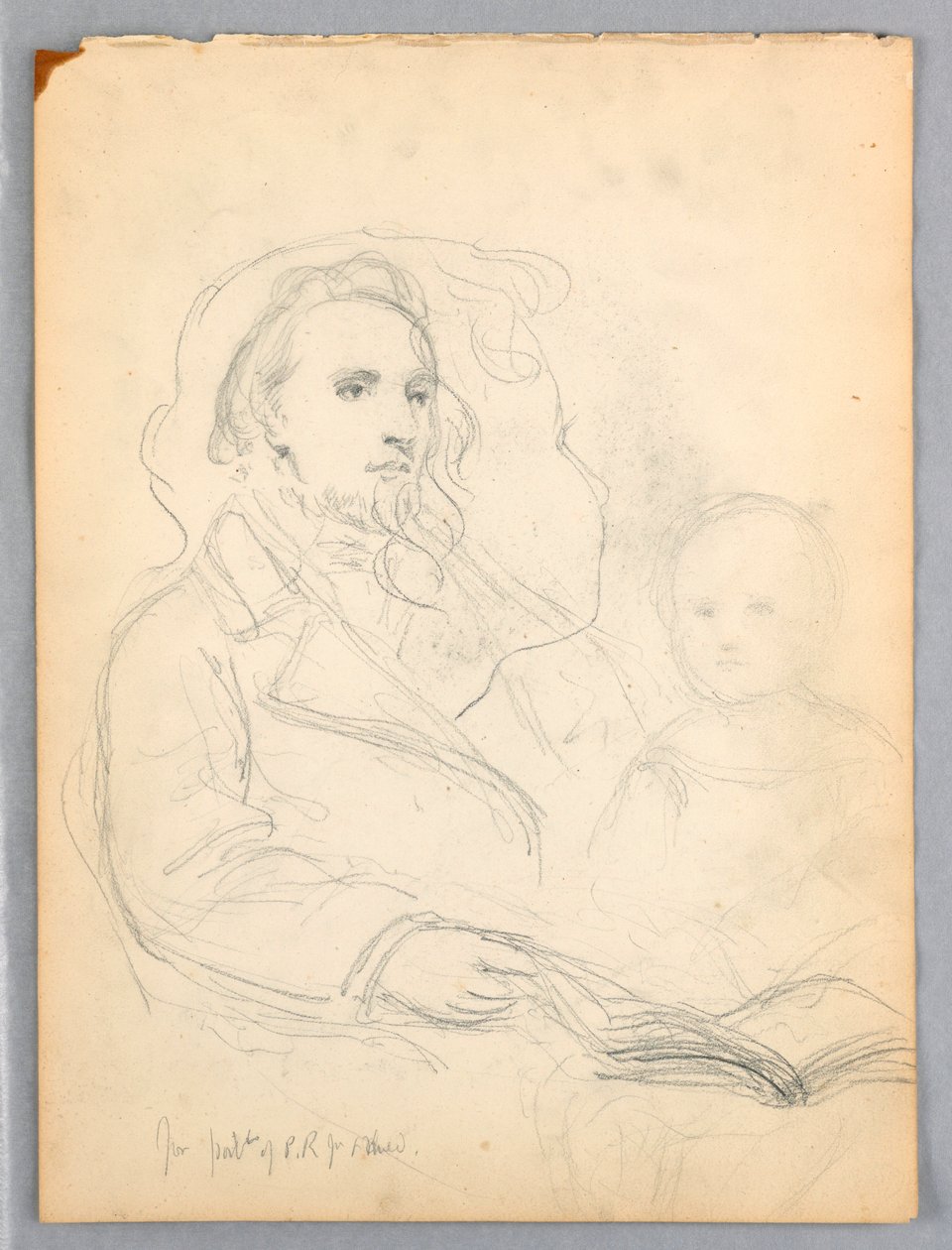 Rajz, Vázlatok "A jótékonyság leckéjéhez" és ifjabb Peter Richards portréja, 1849 alkotó: Daniel Huntington