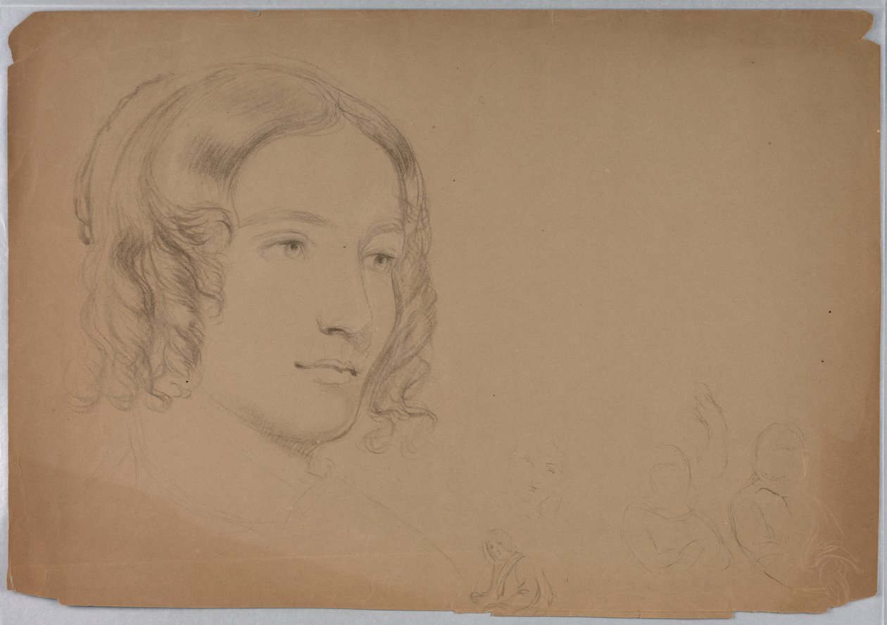 Rajz, Női fejvázlatok, 1840-es évek alkotó: Daniel Huntington