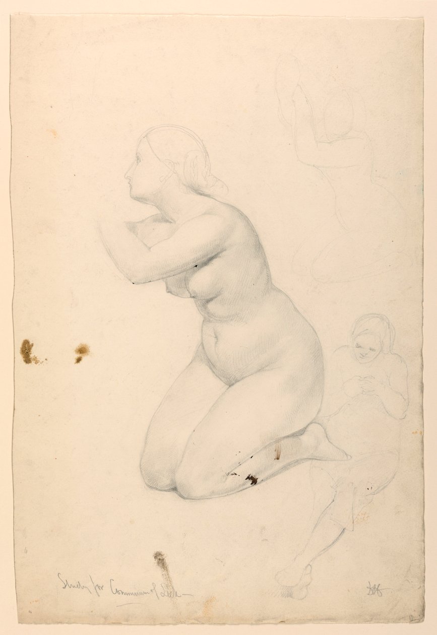 Rajz, Tanulmány a "Betegek áldozásához", 1844-45 alkotó: Daniel Huntington