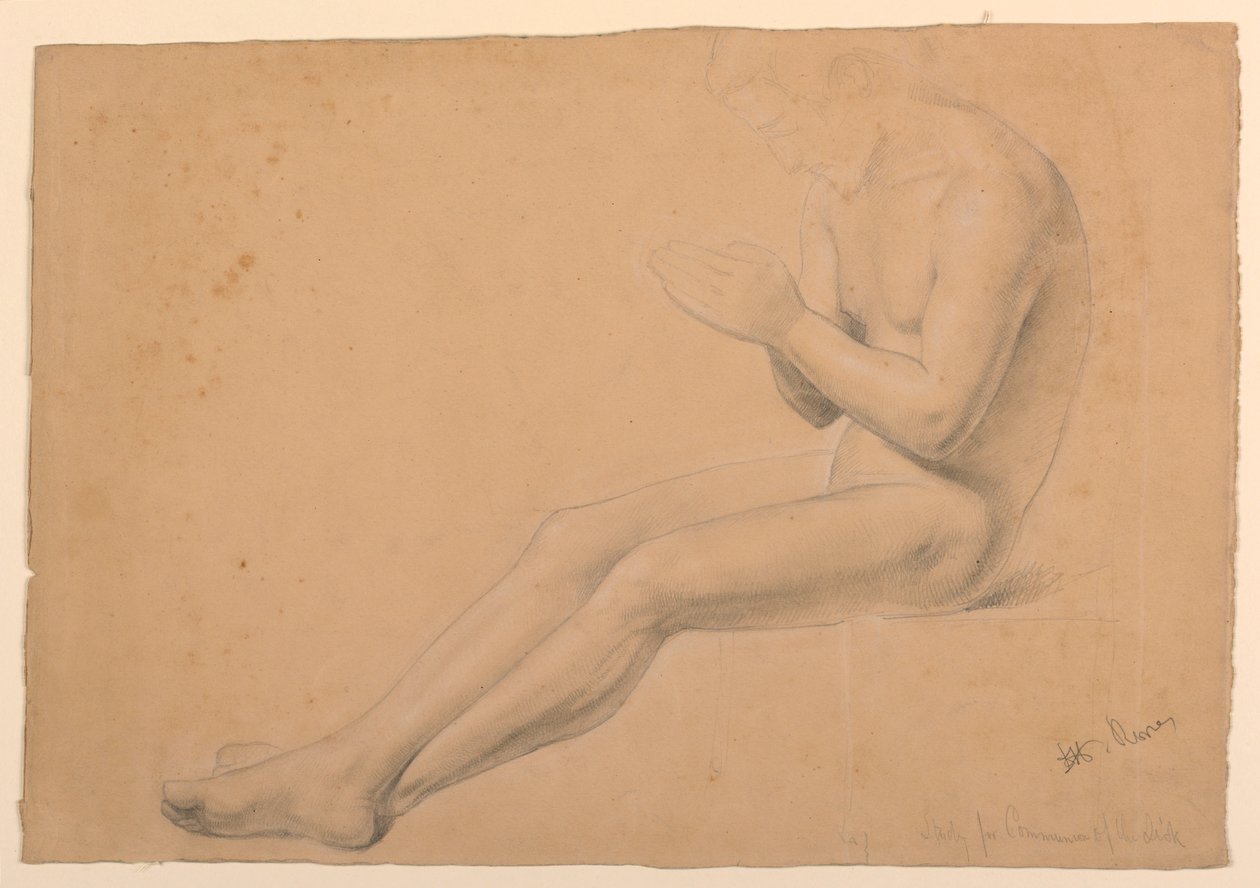 Rajz, Tanulmány a "Betegek áldozásához", 1844-45 alkotó: Daniel Huntington