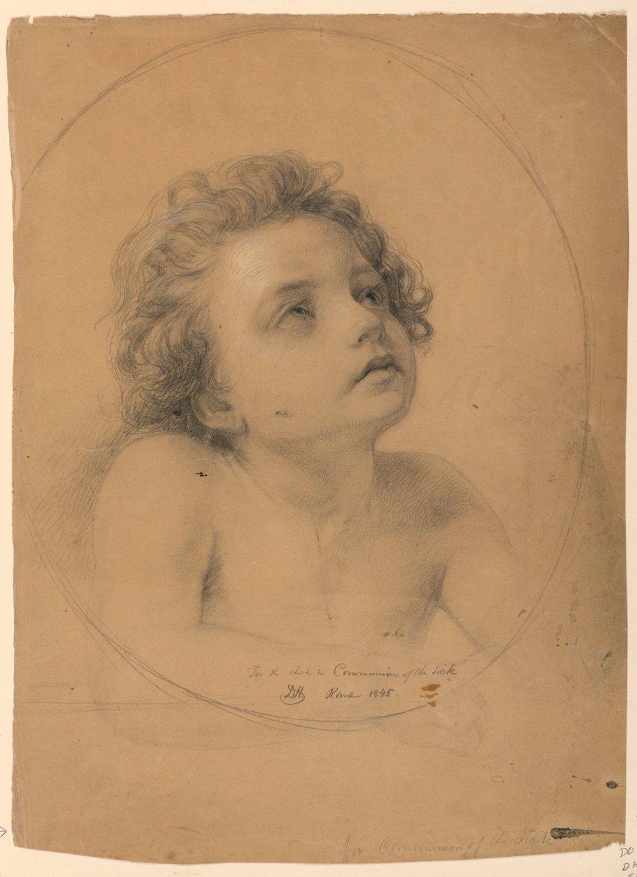 Rajz, Tanulmány a "Betegek áldozásához", 1845 alkotó: Daniel Huntington