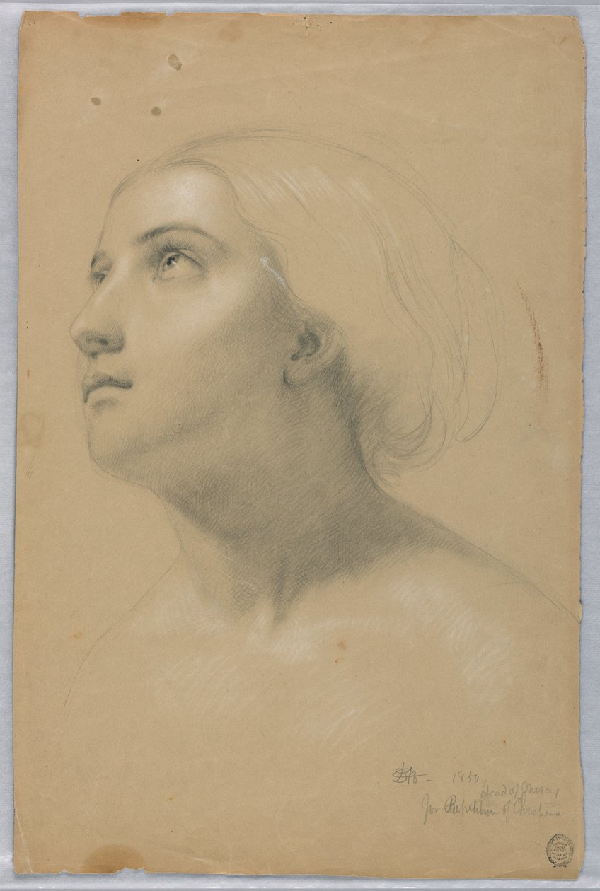 Rajz, tanulmány a "Christiana" másolatához és tanulmány a "Mercy"-hez, 1850. március alkotó: Daniel Huntington