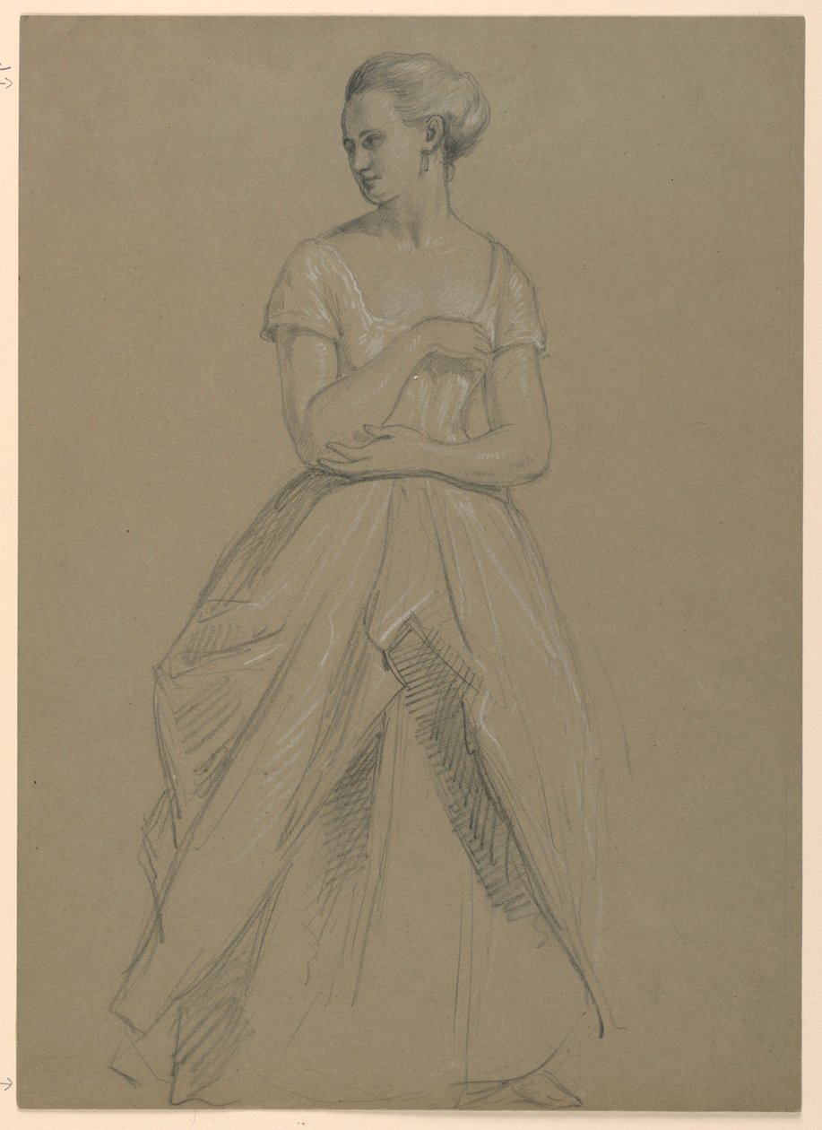 Rajz, tanulmány a "Martha Washington fogadásához", 1860 alkotó: Daniel Huntington