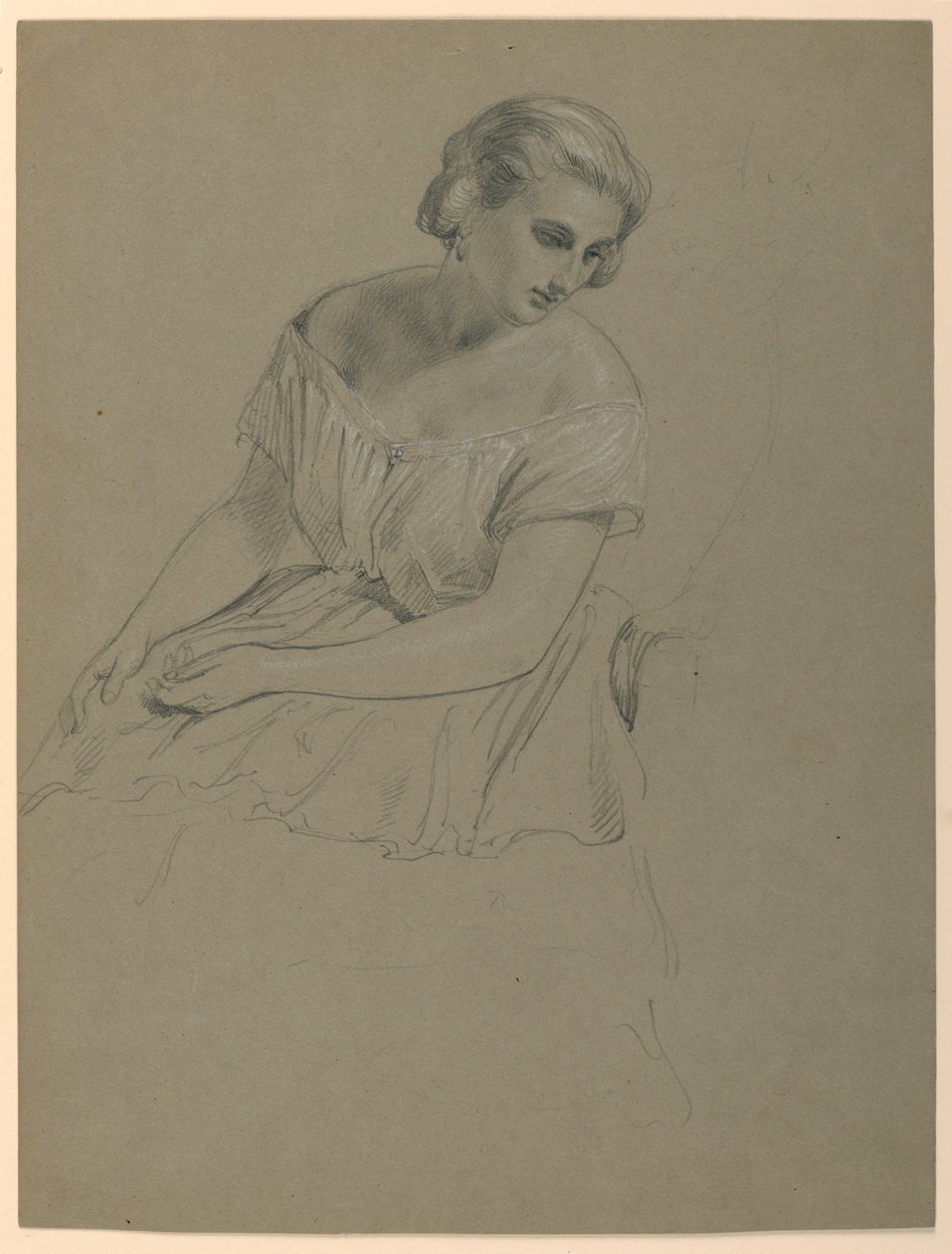 Rajz, tanulmány a "Martha Washington fogadásához", 1860 alkotó: Daniel Huntington
