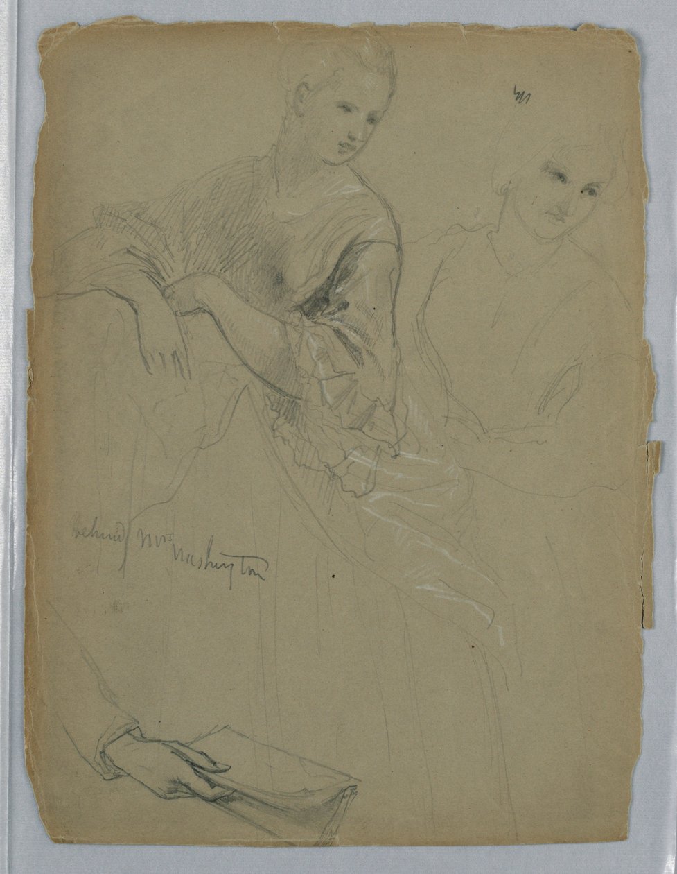 Rajz, tanulmány a "Martha Washington fogadásához", 1869 alkotó: Daniel Huntington