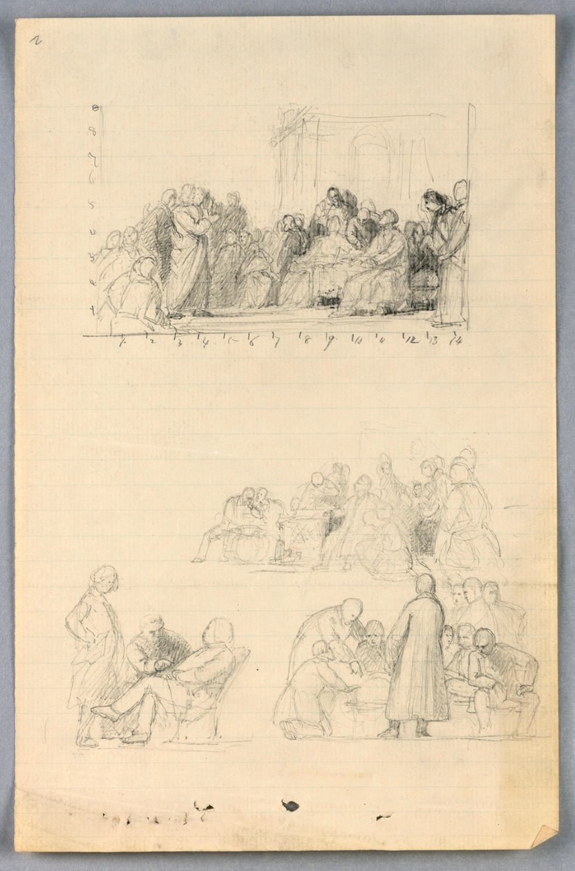 Rajz, tanulmány a "Tudományos csoporthoz", 1858 alkotó: Daniel Huntington