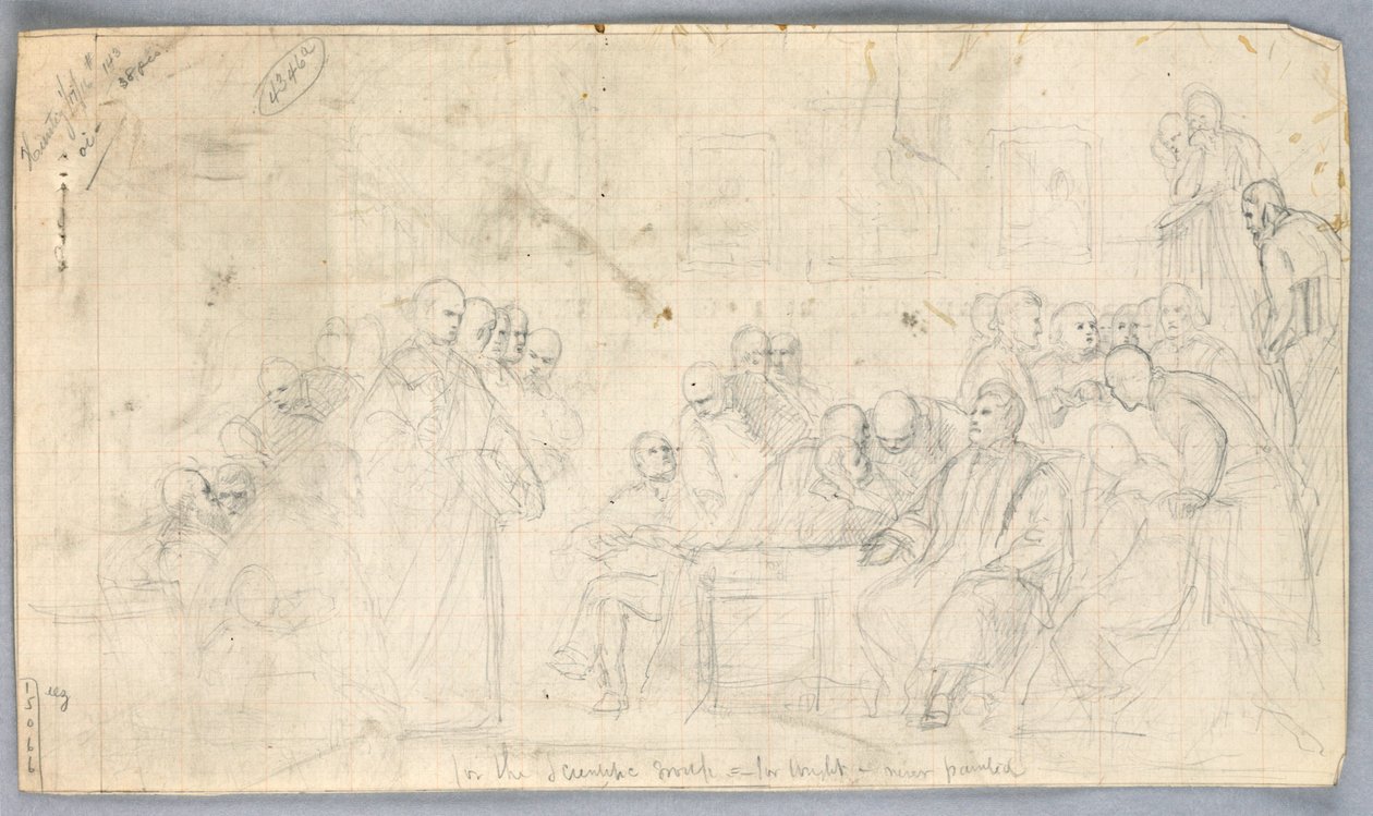 Rajz, tanulmány a "Tudományos csoporthoz", 1858 alkotó: Daniel Huntington