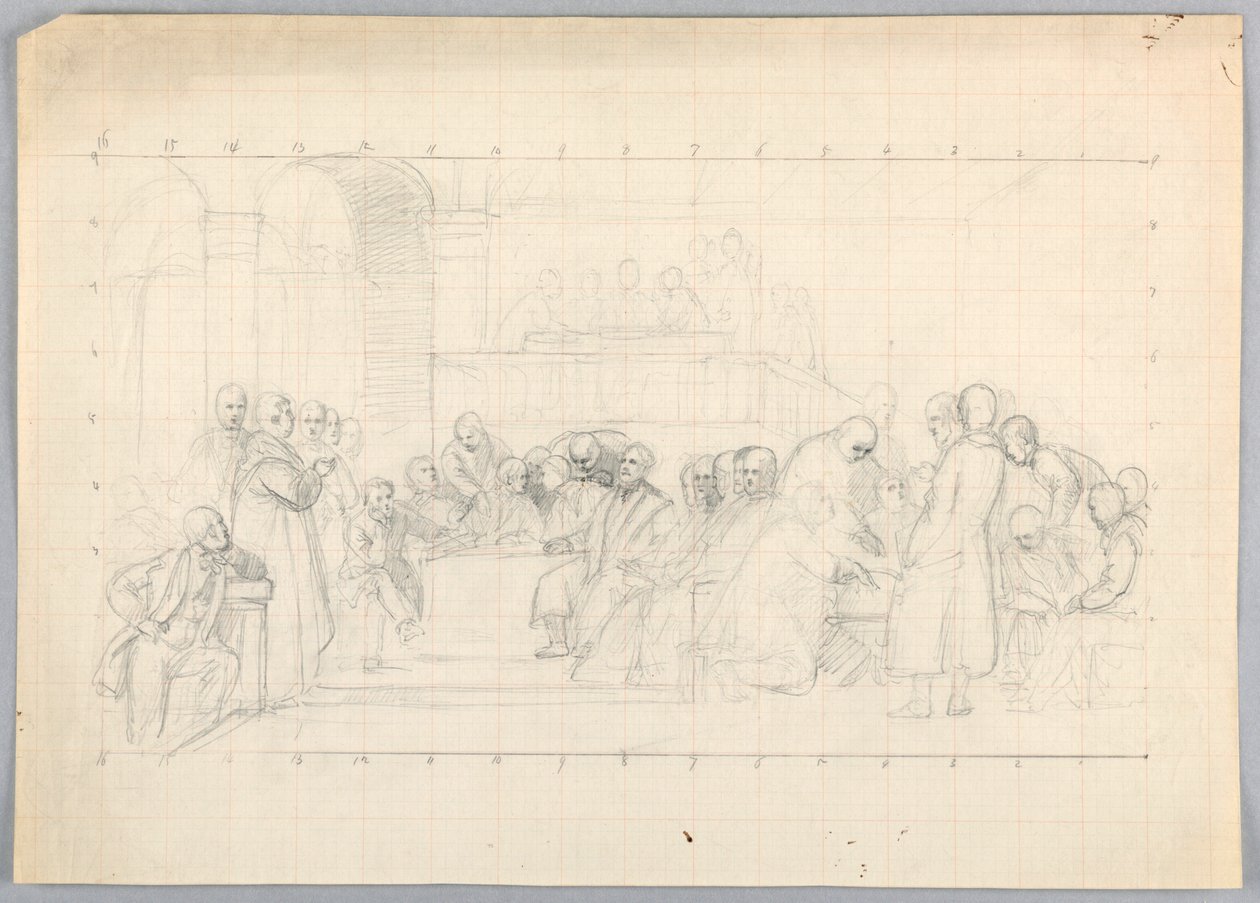 Rajz, tanulmány a "Tudományos csoporthoz", 1858 alkotó: Daniel Huntington