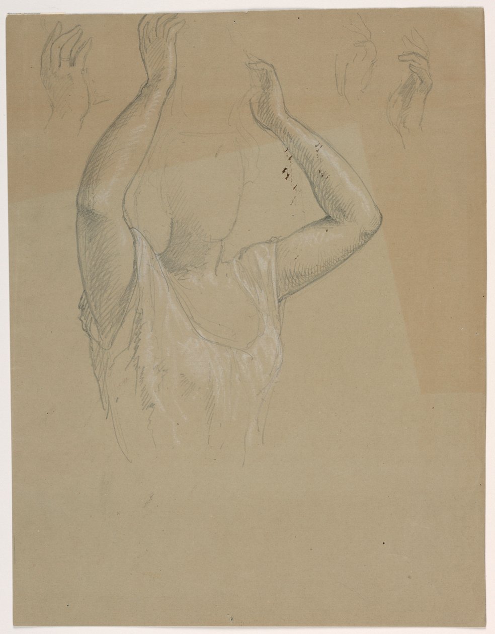Rajz, Nő felemelt kézzel A, 1844-45 alkotó: Daniel Huntington