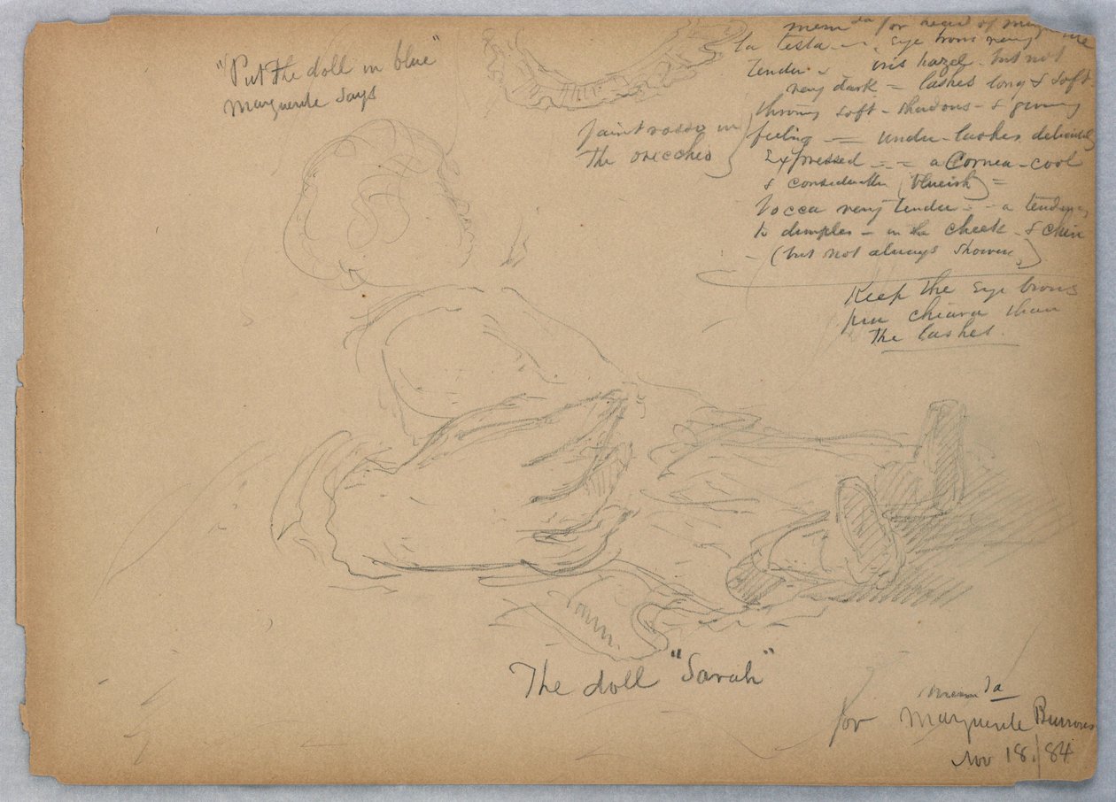 Vázlatok Marguerite Burrows portréjához, 1884. november 18 alkotó: Daniel Huntington