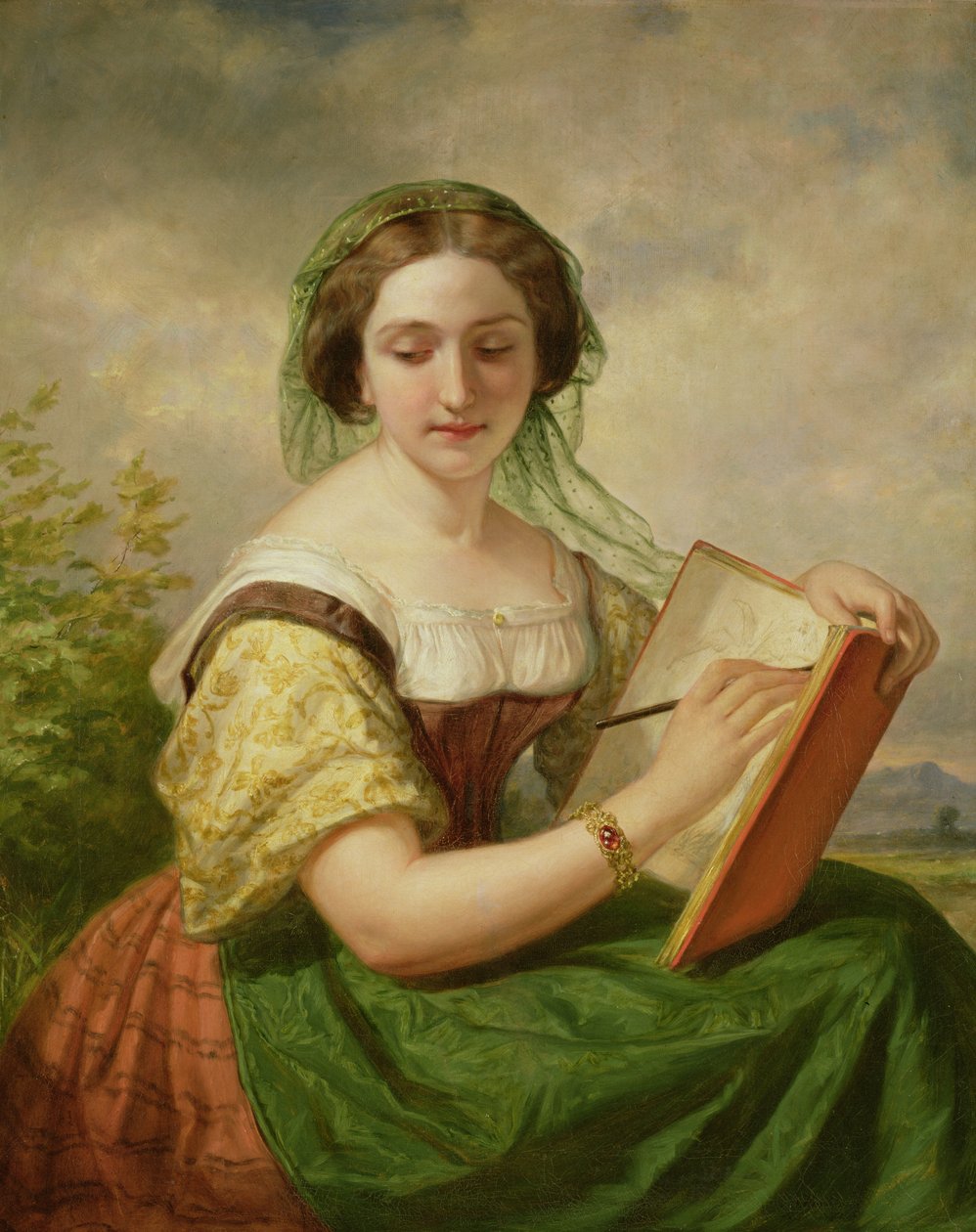 A rajzoló, Mademoiselle Rosina portréja alkotó: Daniel Huntington