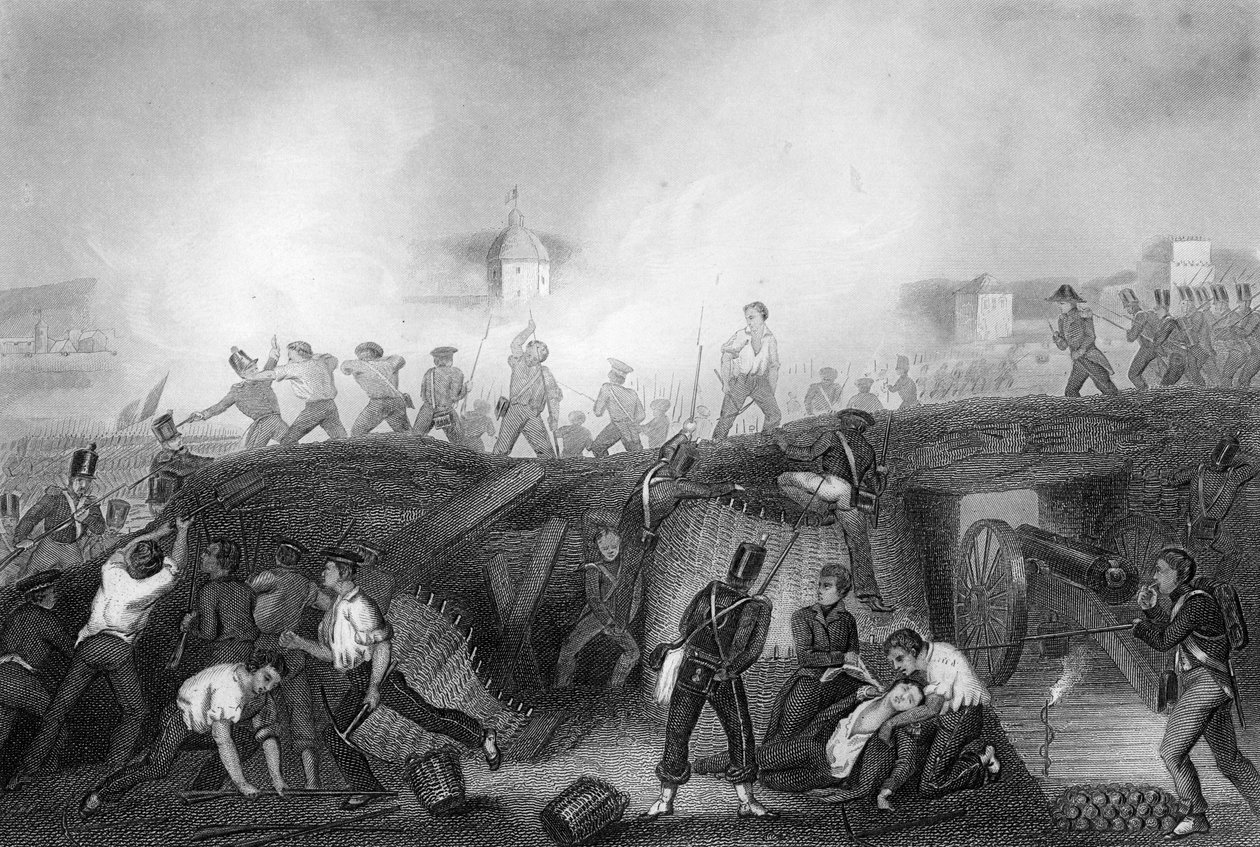 Ciudad Rodrigo elfoglalása, Spanyolország, félszigeti háború, 1812 c1857. alkotó: Daniel John Pound