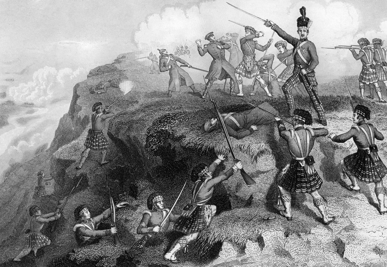 A hegyvidékiek megtámadják az orosz redoutot, Almai csata, 1854, 1857 alkotó: Daniel John Pound