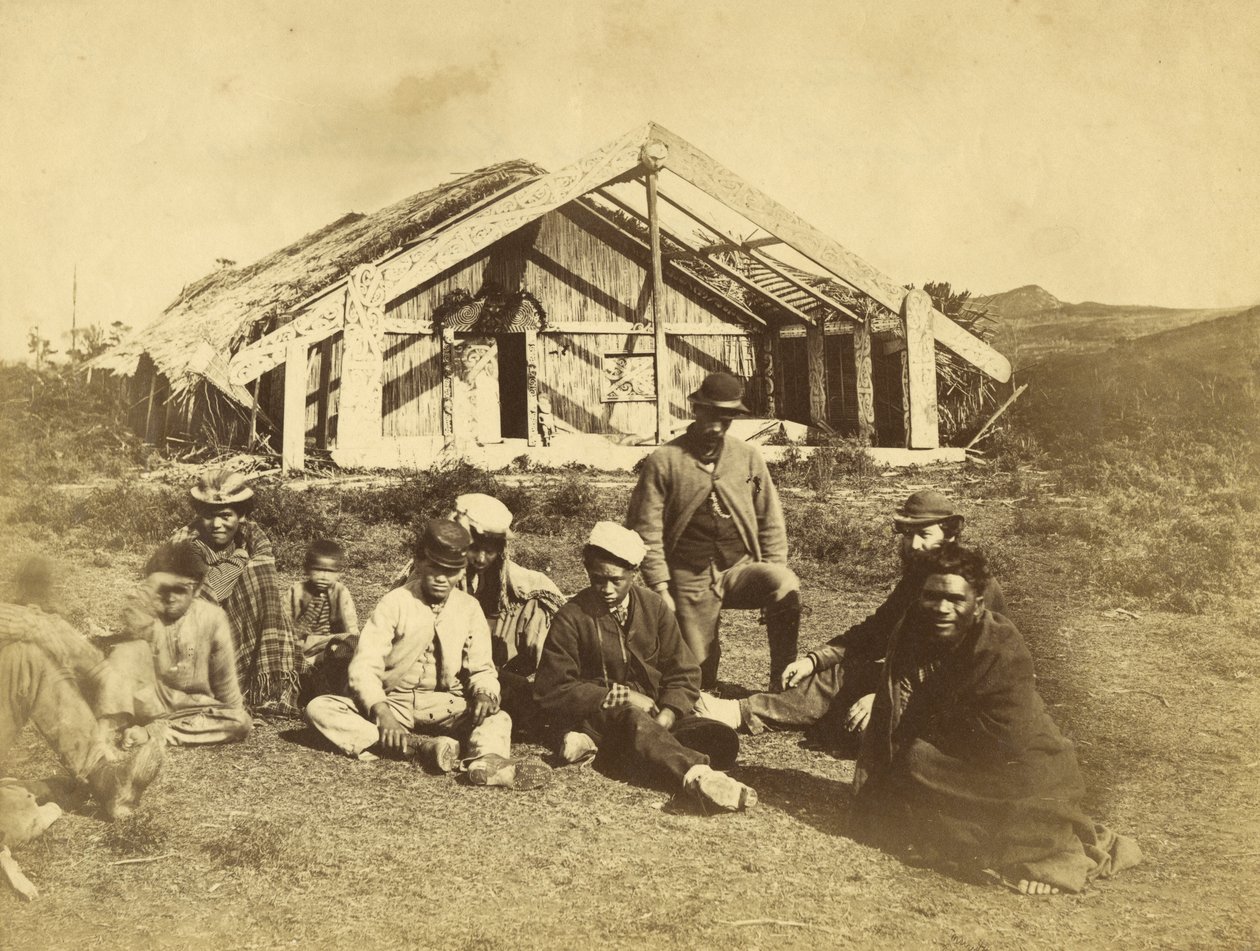 Kuvaiti Runanga ház, Waiona, Bay of Islands, 1870 körül (albumnyomat) alkotó: Daniel Louis Mundy