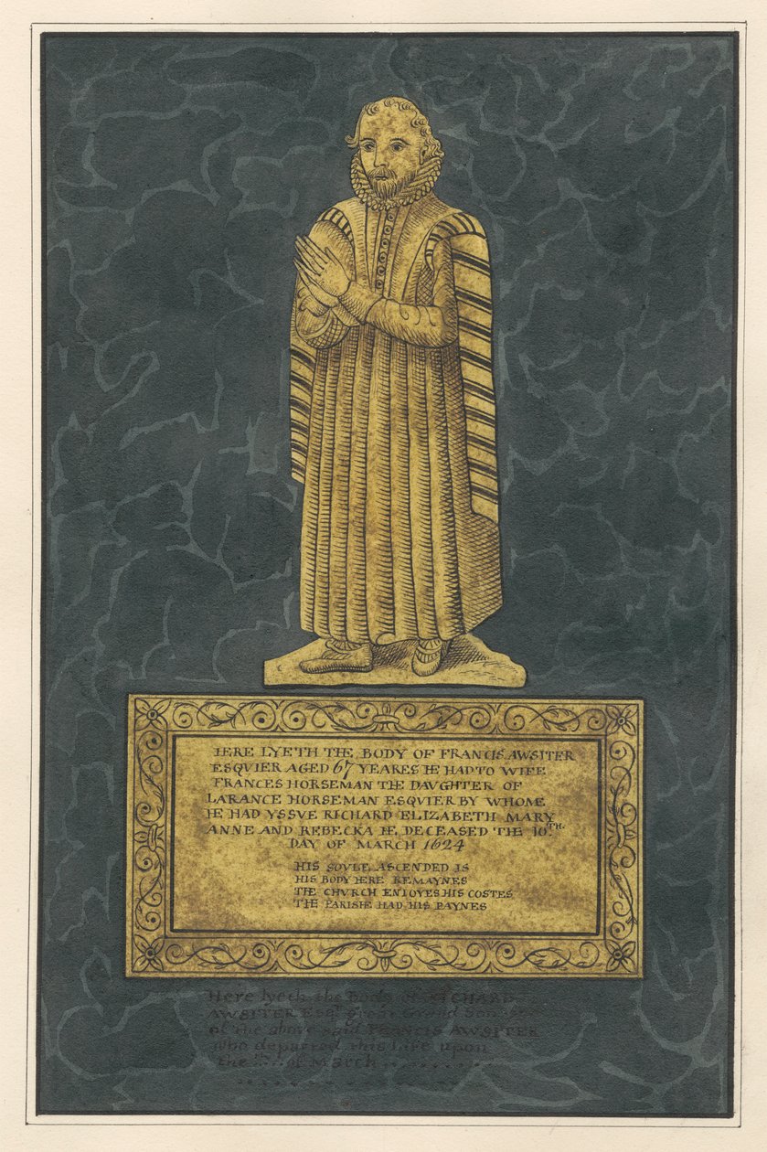 Sárgaréz tányér Francis Awsiternek és Richard Awsiternek alkotó: Daniel Lysons
