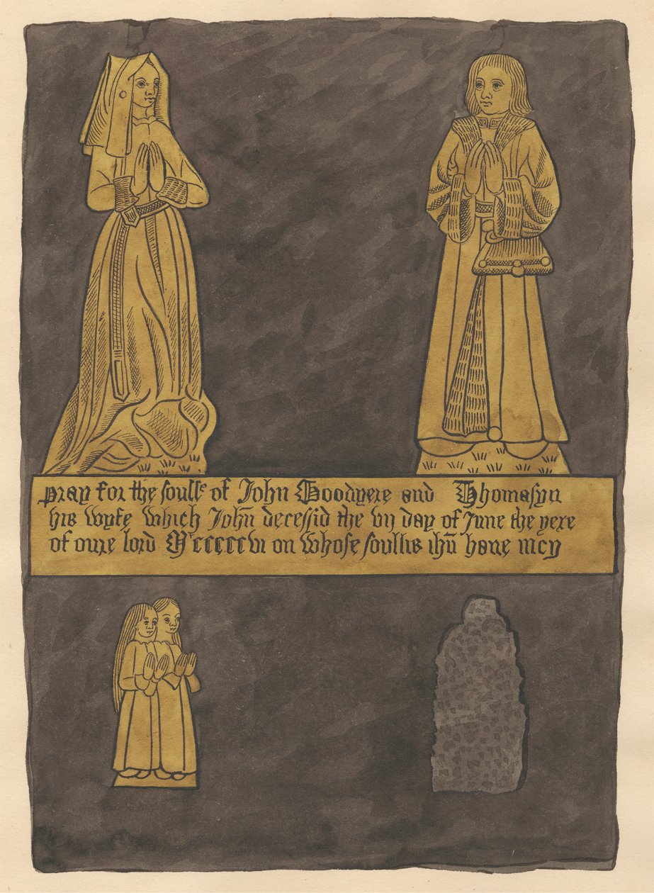 Sárgaréz tányér John és Tomasina Goodyere számára a Teddington templomból alkotó: Daniel Lysons
