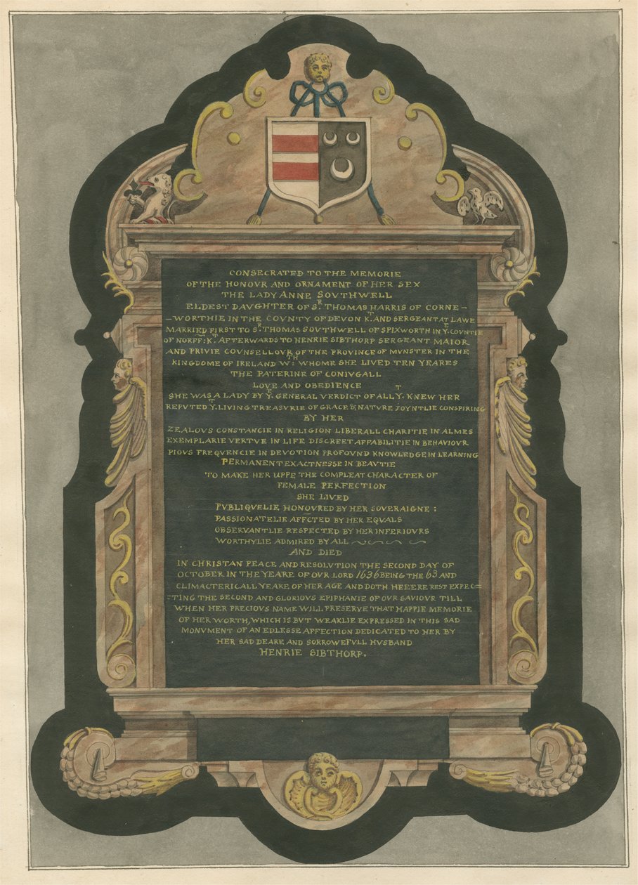 Lady Anne Southwell emlékműve az Acton templomból alkotó: Daniel Lysons