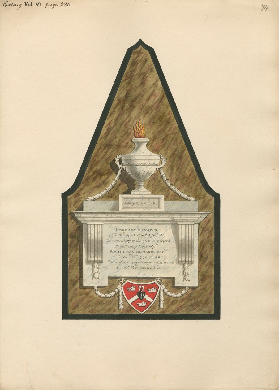 Emlékmű Dame Ann Edwardsnak és Sir Thomas Edwardsnak az Ealing Churchből alkotó: Daniel Lysons