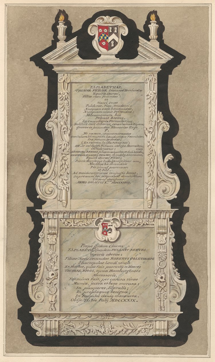 Emlékmű Elizabeth Fieldnek és Elizabeth Reevesnek a Cranford Churchből alkotó: Daniel Lysons