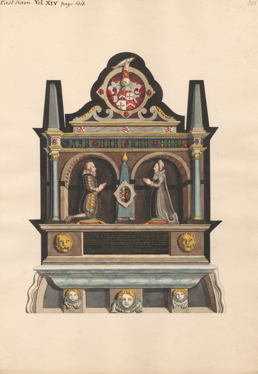 Emlékmű Giles Breame-nek az East Ham templomból alkotó: Daniel Lysons