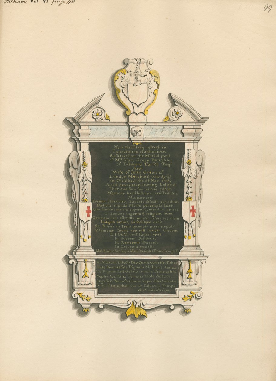 Emlékmű Mrs. Mary Greennek alkotó: Daniel Lysons
