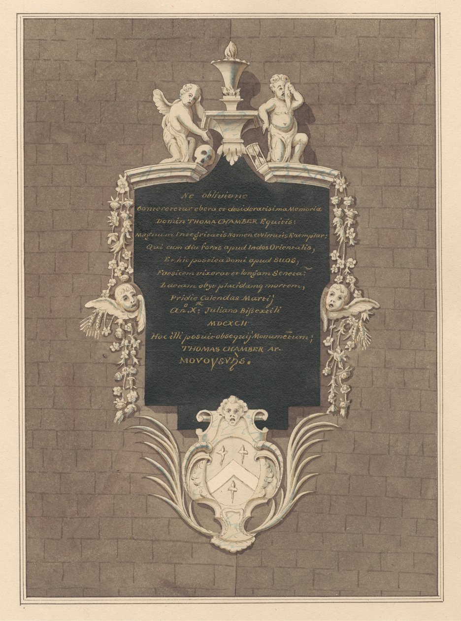 Emlékmű Thomas Chambernek a Hanworth-templomból alkotó: Daniel Lysons