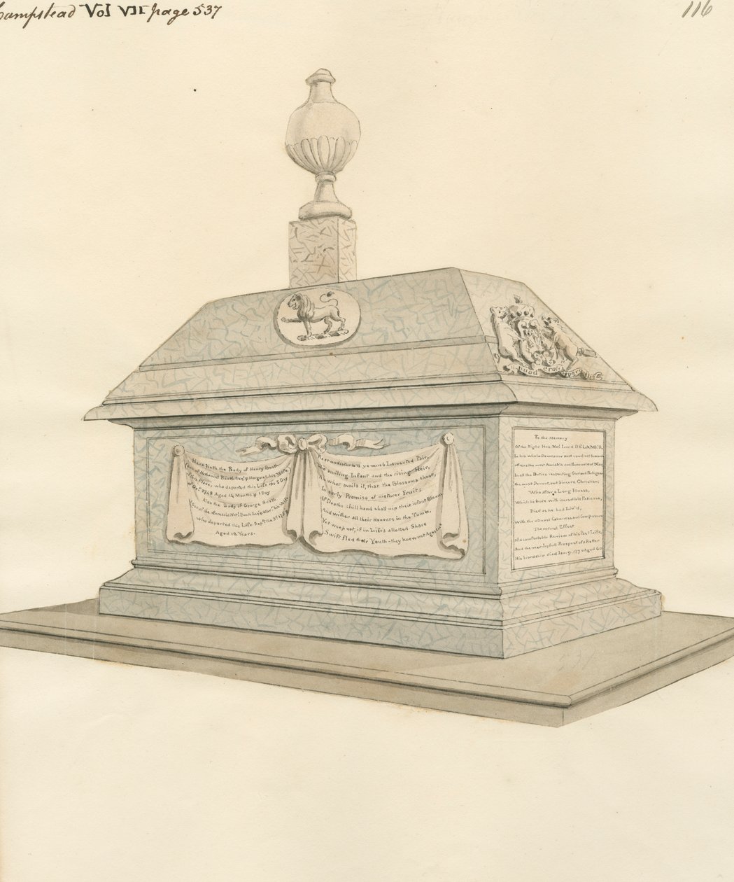 Nathaniel Lord Delamer és Henry és George Booth a Hampstead Churchből alkotó: Daniel Lysons