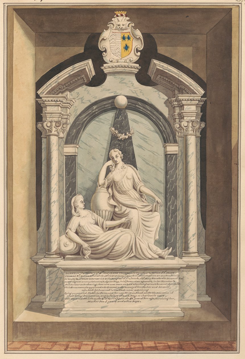 Mrs. Susannah Thomas és Dame Dorothy Thomas sírja a Hampton Churchből alkotó: Daniel Lysons