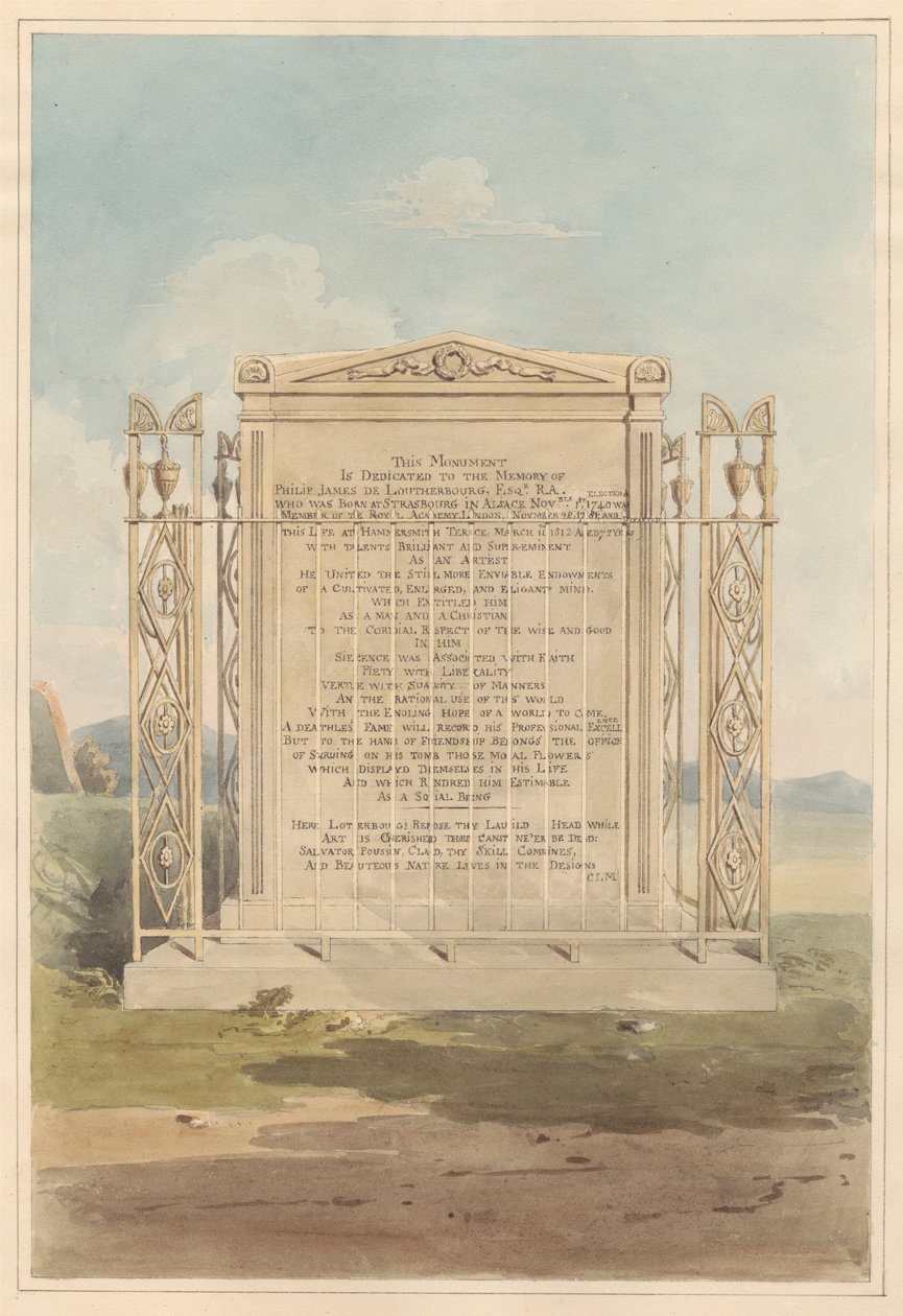 Philip James de Loutherbourg sírja a Chiswick Churchyardból alkotó: Daniel Lysons