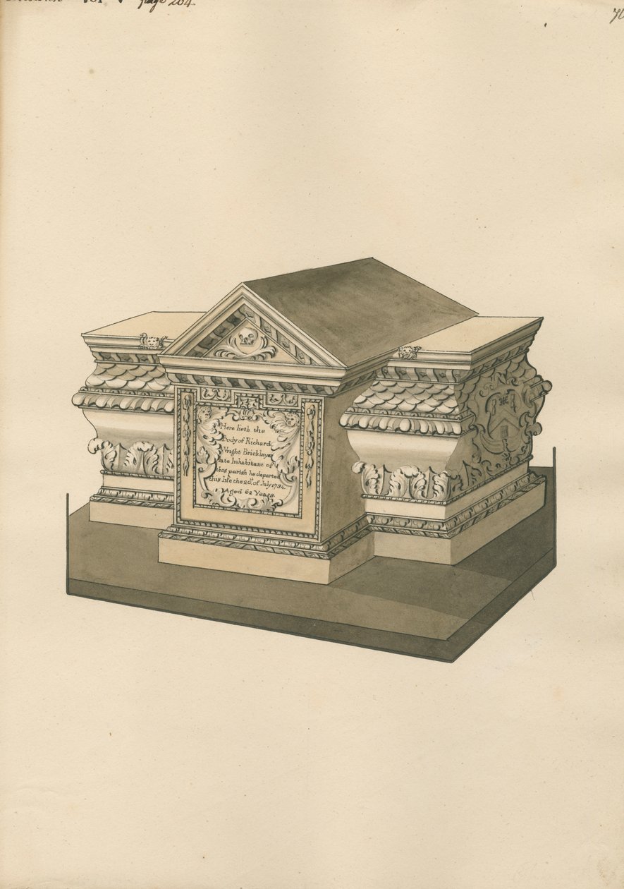 Richard Wright sírja a Chiswick-templomból alkotó: Daniel Lysons