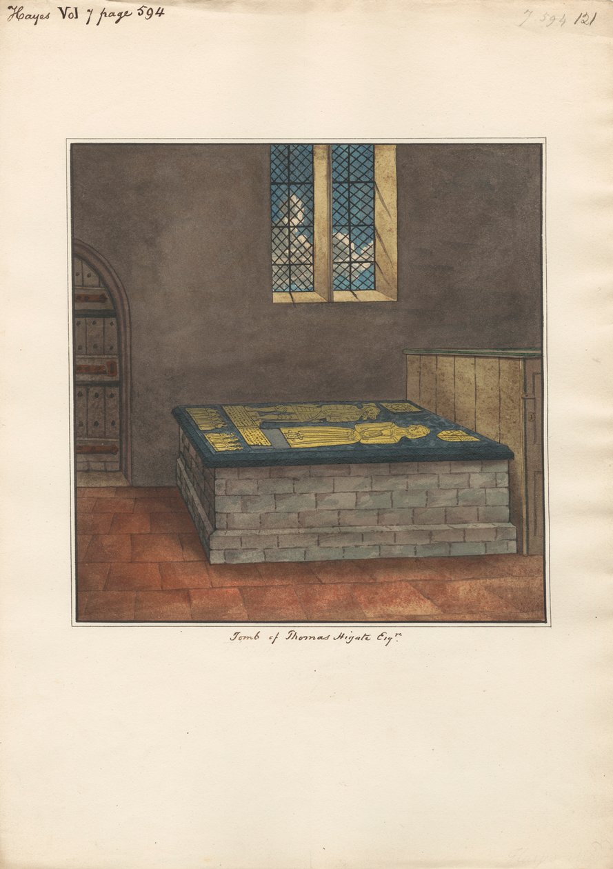 Thomas Higate sírja a Hayes-templomból alkotó: Daniel Lysons