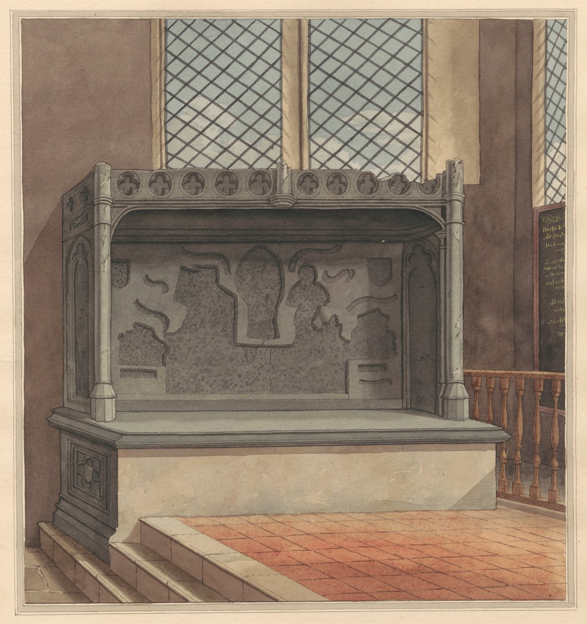 Thomas Windsor sírja, 1486, sárgaréz lemezekkel a Stanwell templomból alkotó: Daniel Lysons
