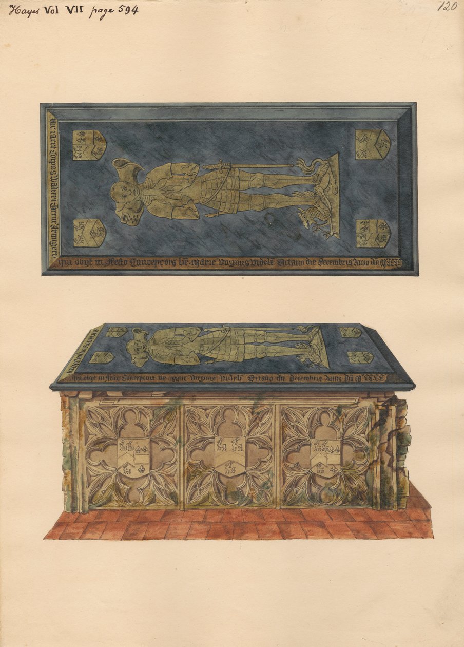 Walter Grene sírja a Hayes-templomból alkotó: Daniel Lysons