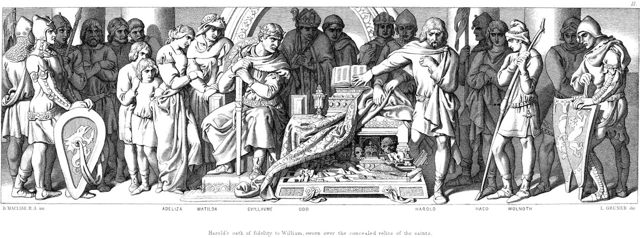 Harold király hűséget esküszik Normandiai Vilmosnak, 1866-ban alkotó: Daniel Maclise