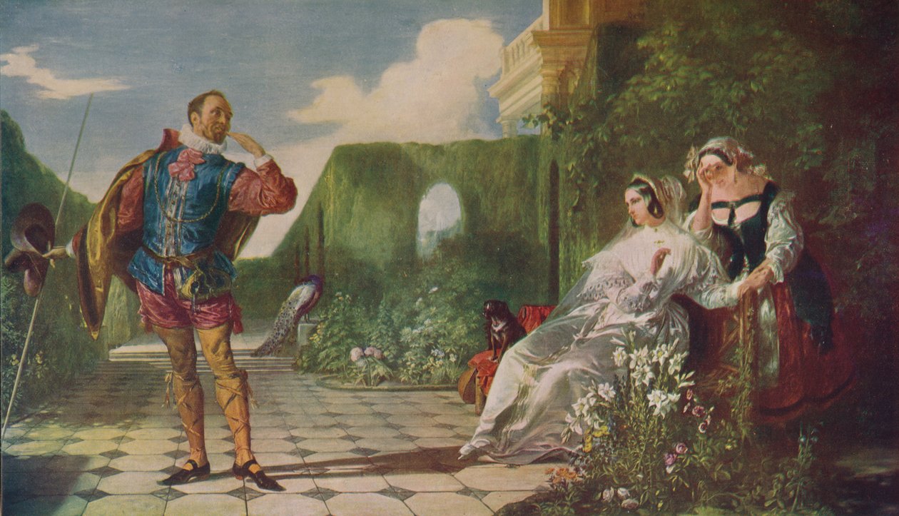 Jelenet a tizenkettedik éjszaka című filmből, Malvolio és a grófnő, c1840, c1915 alkotó: Daniel Maclise