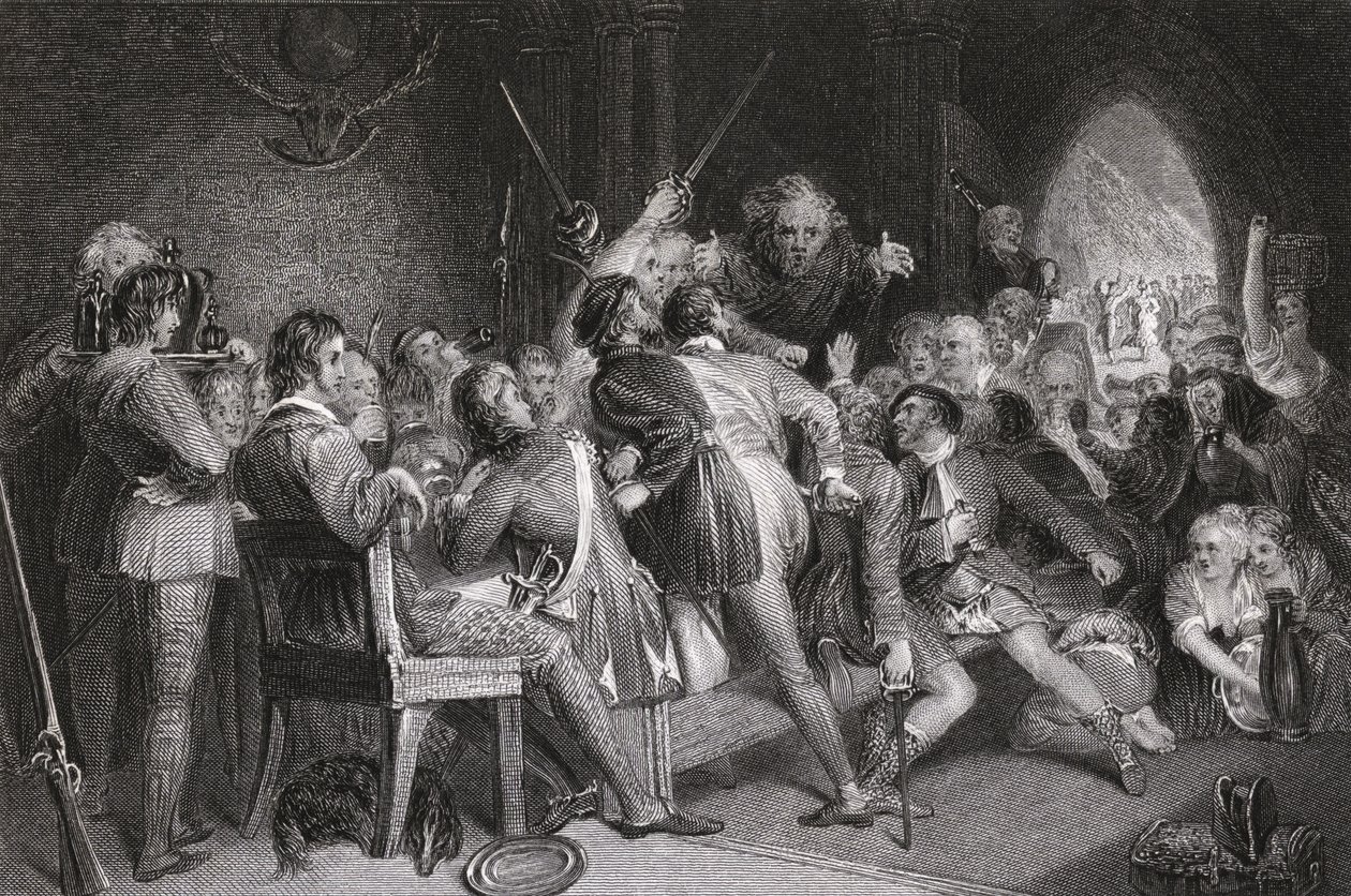 Glennaquoich csarnoka – egy felvidéki lakoma, P. Lightfoot metszete, Sir Walter Scott (1771-1832) Waverly című művéből alkotó: Daniel Maclise