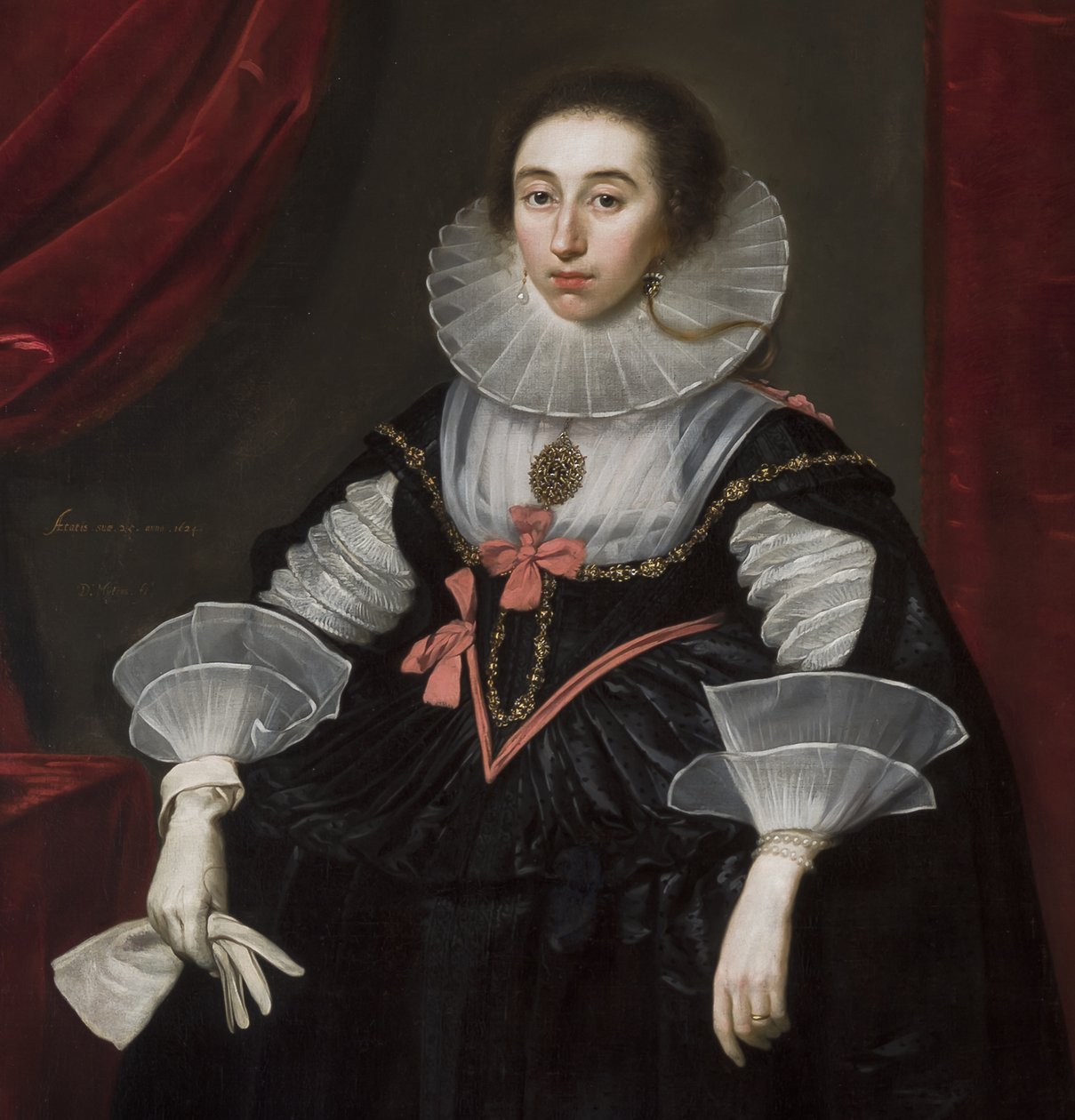 Elizabeth Cavendish portréjának részlete, 1624 alkotó: Daniel Mytens