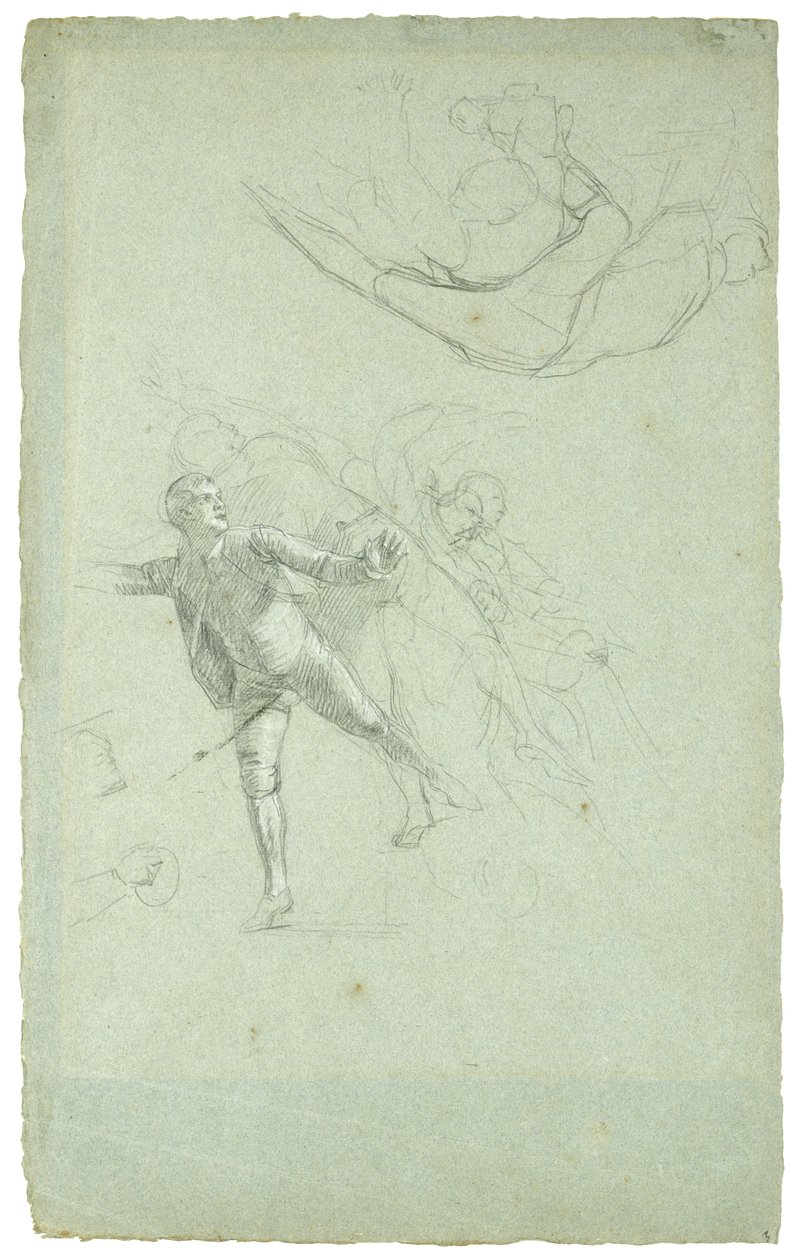 Tanulmány Gibraltár ostromához (Tanulmány egy ágyú figurájához a Longboatban), 1785-1786 (fekete-fehér kréta szürkéskék papíron) alkotó: Daniel Mytens