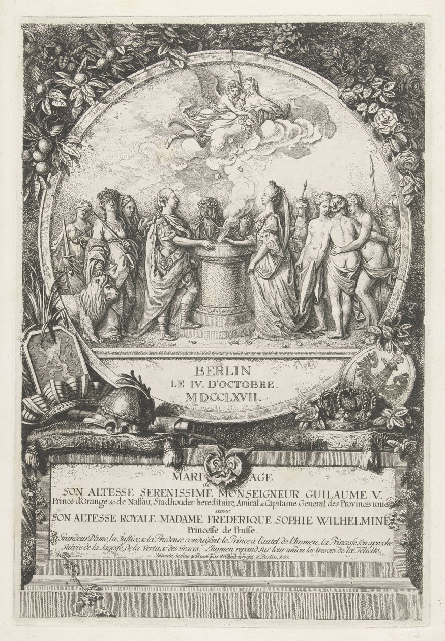 V. Vilmos és Porosz Vilmos házasságának allegóriája, 1767 Mariage de Son Altesse Serenissime Monseigneur Guilaume V. Prince d