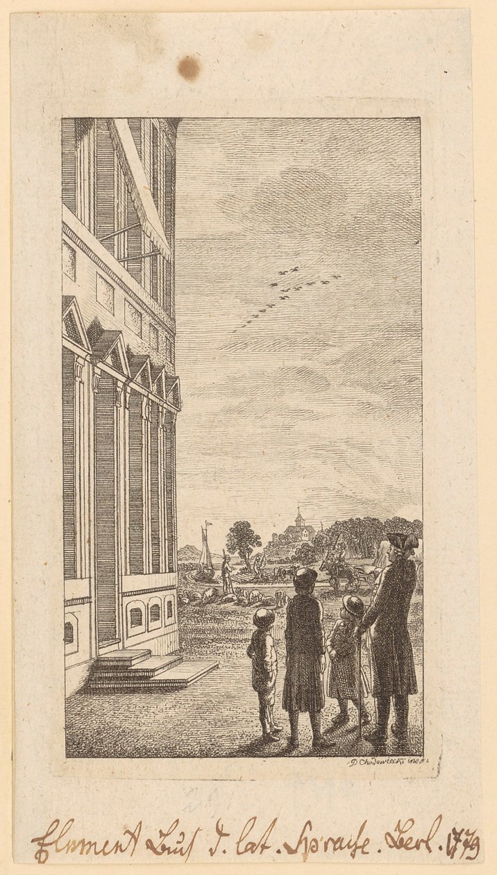 Schulze „A latin nyelv alapkönyve” című művének első lapja, Berlin, 1779 alkotó: Daniel Nikolaus Chodowiecki