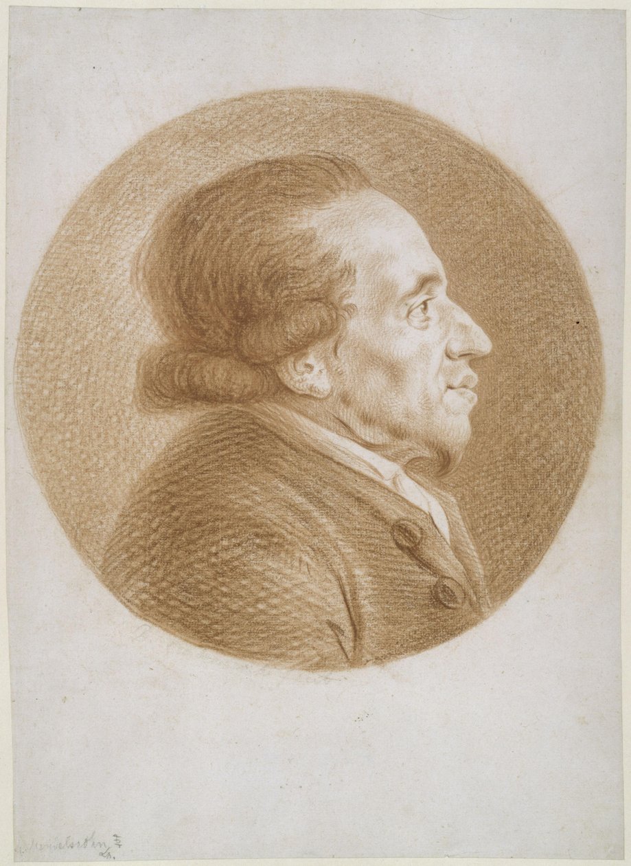 Moses Mendelssohn jobbra a körben alkotó: Daniel Nikolaus Chodowiecki