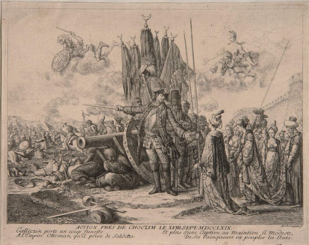 Alekszandr Mihajlovics Golicin herceg a Khotyn erőd ostrománál 1769, 1769 alkotó: Daniel Nikolaus Chodowiecki