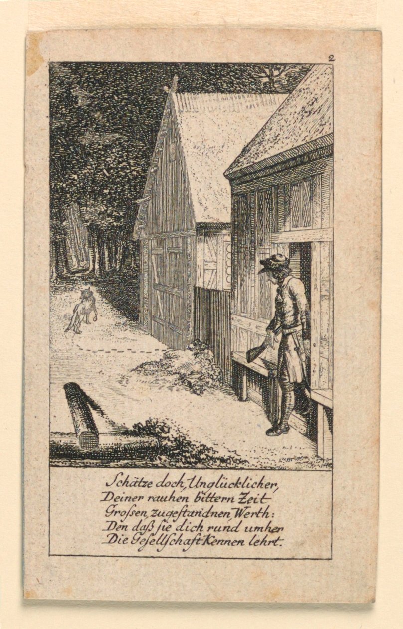 A magány híve, Illusztráció a "Königl: Grosbrit [anian] genealógiai naptárhoz az 1780-as Lauenberg évhez, J. G. Berenberg" alkotó: Daniel Nikolaus Chodowiecki