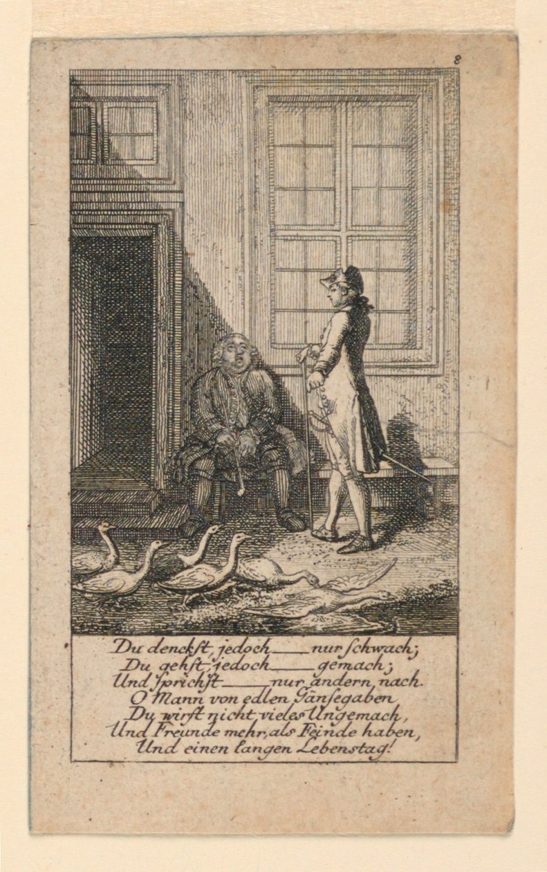 A Lusta és gyengeelméjű, Illusztráció a "Königl: Grosbrit [anian] genealogical calendar for the 1780 Year Lauenberg by J.G. Berenberg" című könyvhöz. alkotó: Daniel Nikolaus Chodowiecki