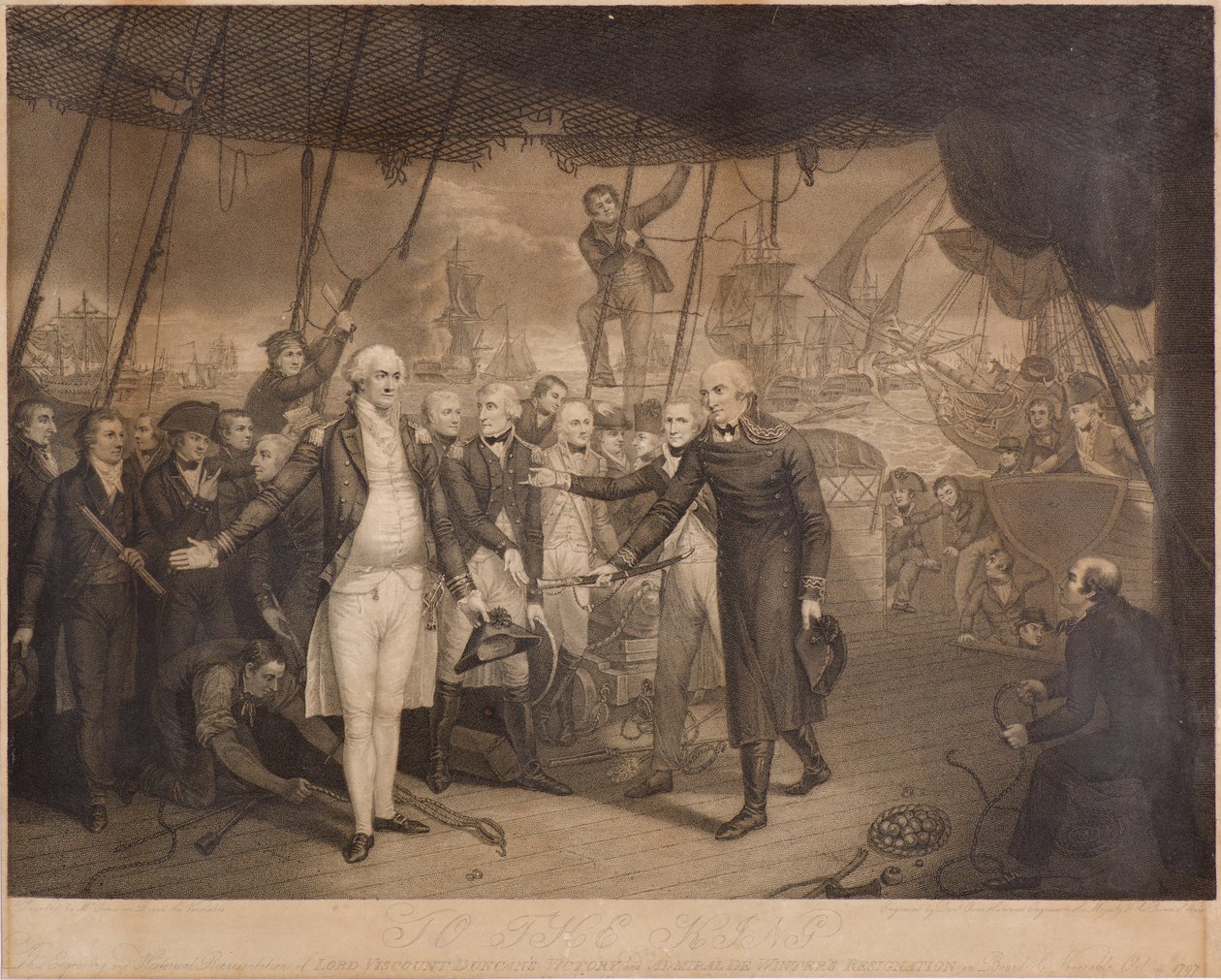Duncan lord vikomt győzelme és De Winter admirális lemondása a Tiszteletreméltó fedélzetén, 1797. október (tűvésés) alkotó: Daniel Orme