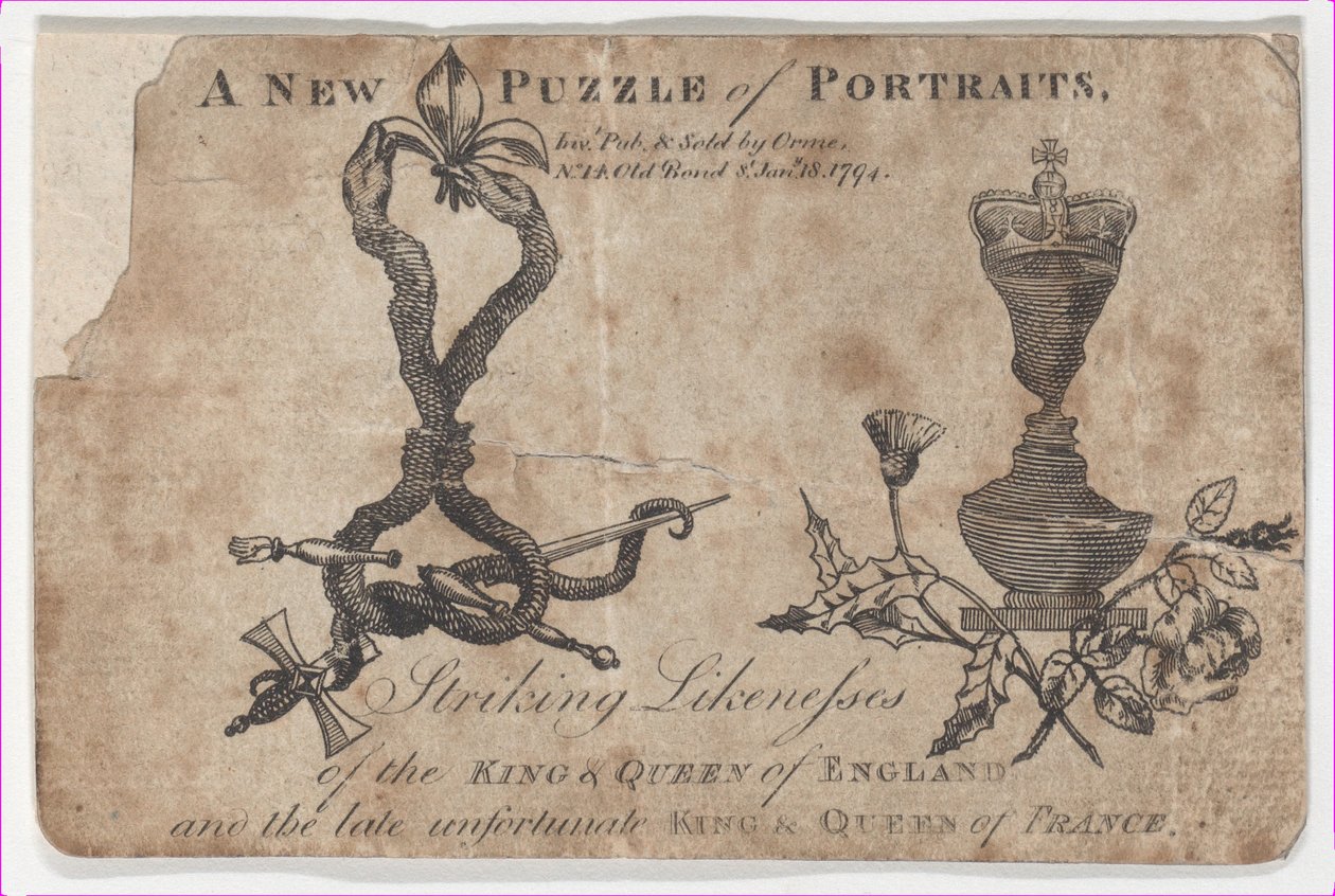 Puzzle-portré Anglia és Franciaország királyairól és királynőiről, 1794. alkotó: Daniel Orme
