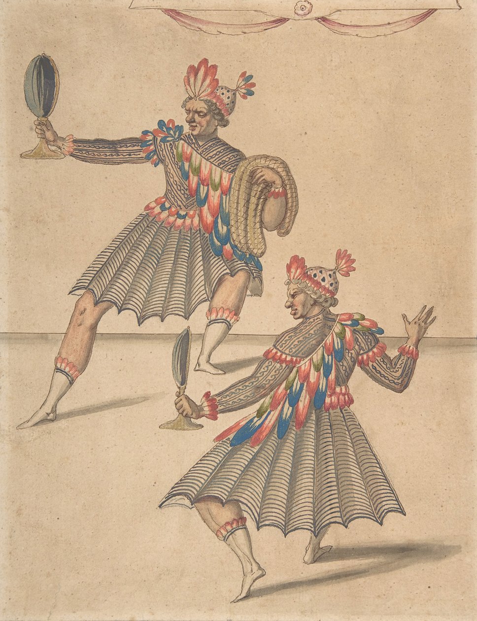 Két „amerikai” rajza a Ballet de la Douairière de Billebahaut számára, 1626. alkotó: Daniel Rabel
