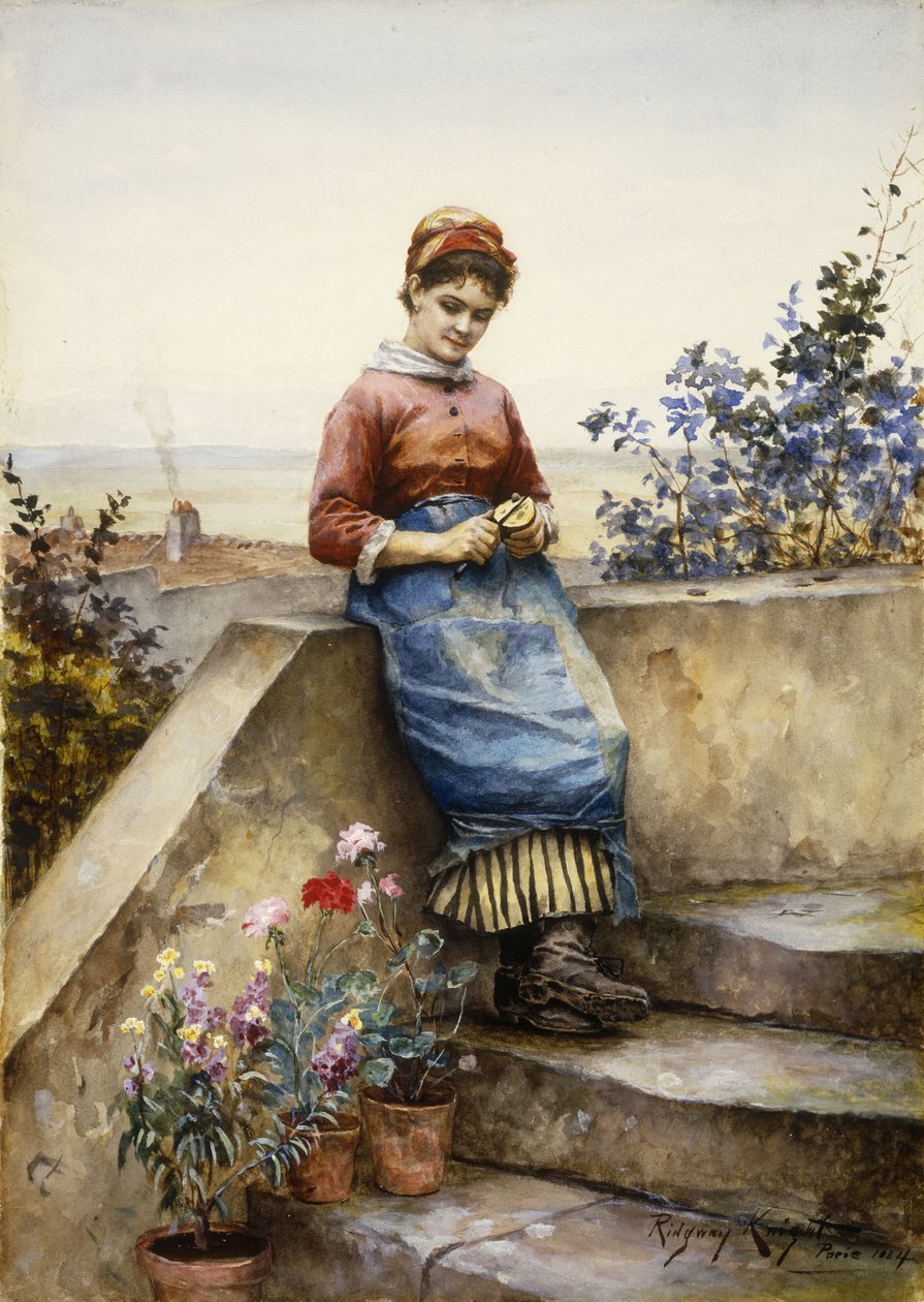 Alma hámozása, 1884 alkotó: Daniel Ridgway Knight