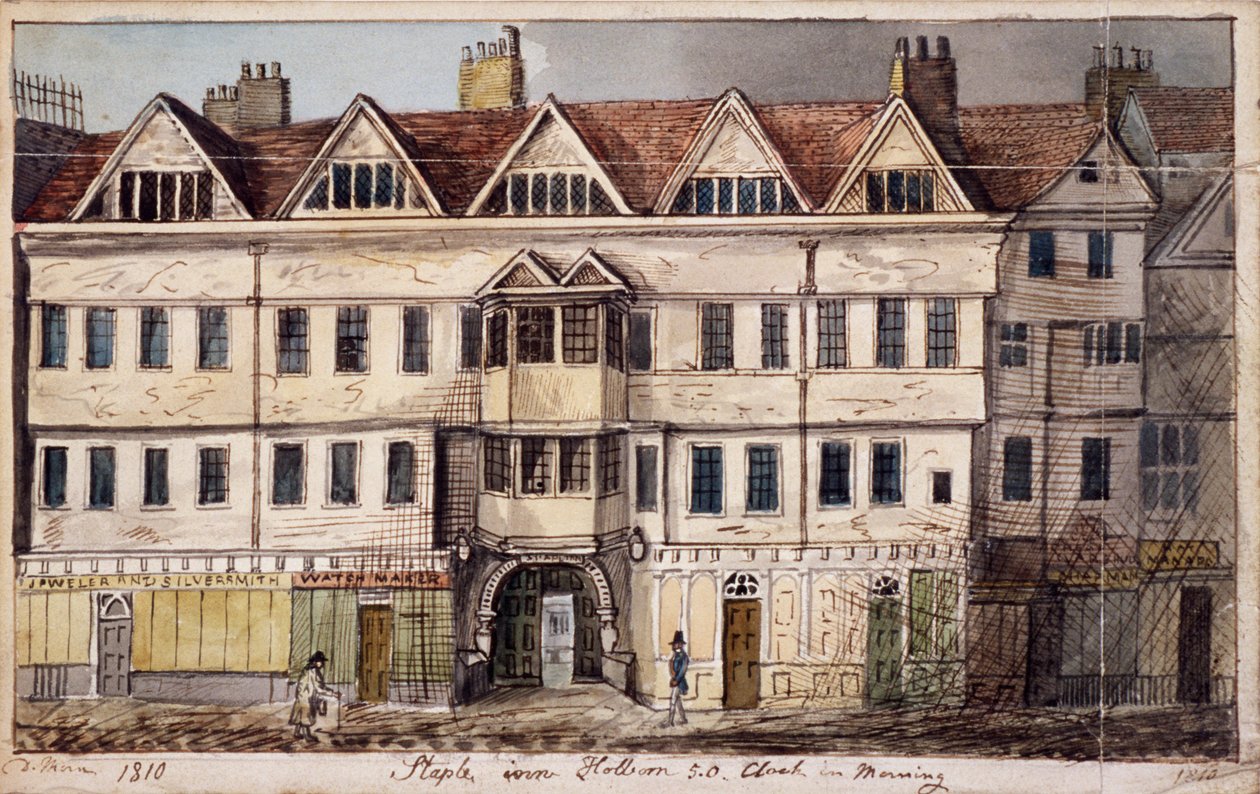 Staple Inn, London, 1810 alkotó: Daniel Thorn