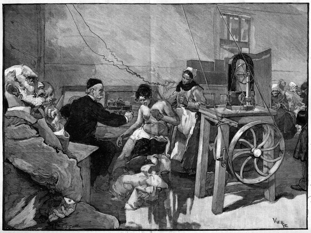 Elektroterápia a Salpetriere-ben: Dr. Vigouroux diagnózisa 1887-ben alkotó: Daniel Urrabieta Vierge
